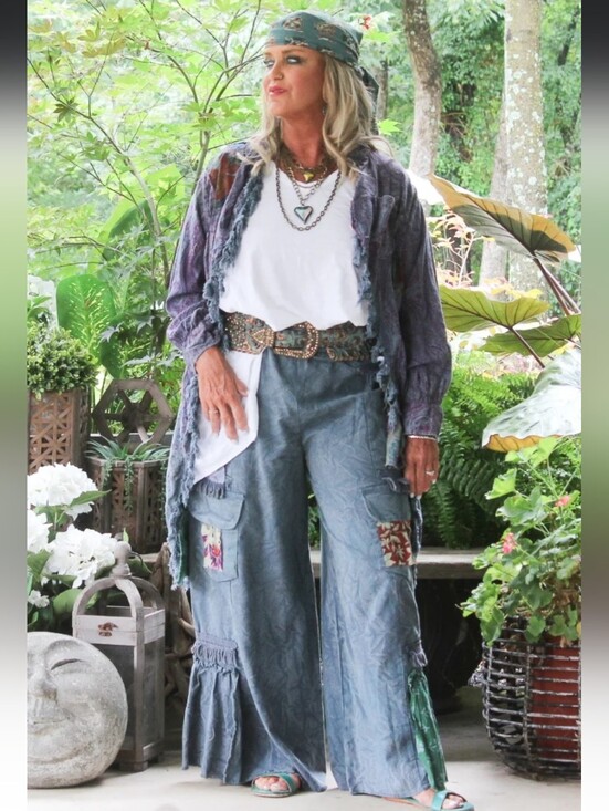 Jaded Gypsy Pants - 🔥BRAND NEW Whisperfall Pants - Navy; Wide Leg Patchwork Boho Pants